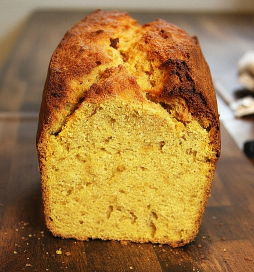 butternut squash bread with sourdough discard with the end cut off
