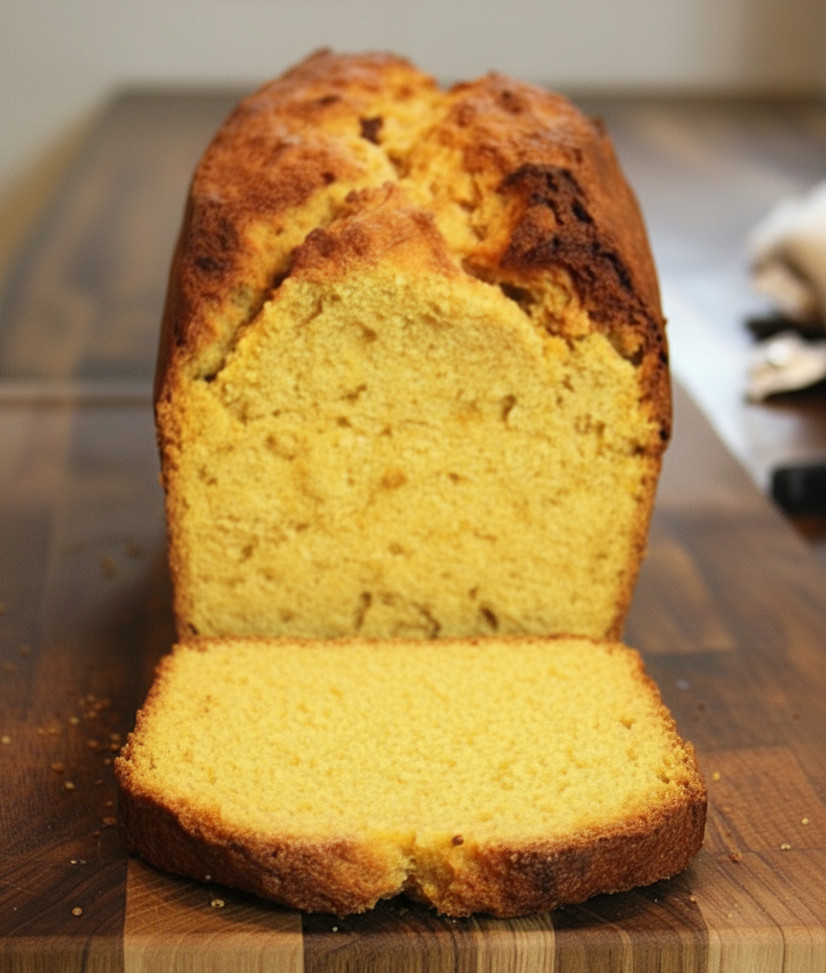 butternut squash bread with one slice cut and laying in front