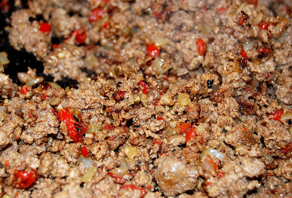 close up of ground beef mix to show browned coloring