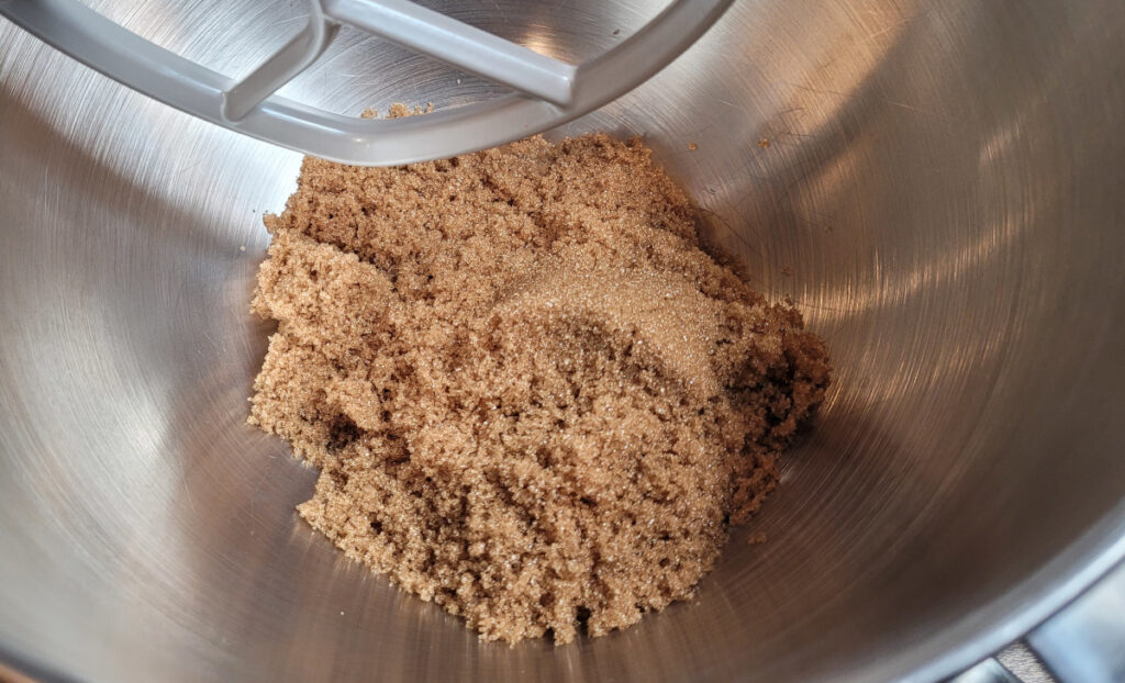 brown sugar in stand mixer bowl