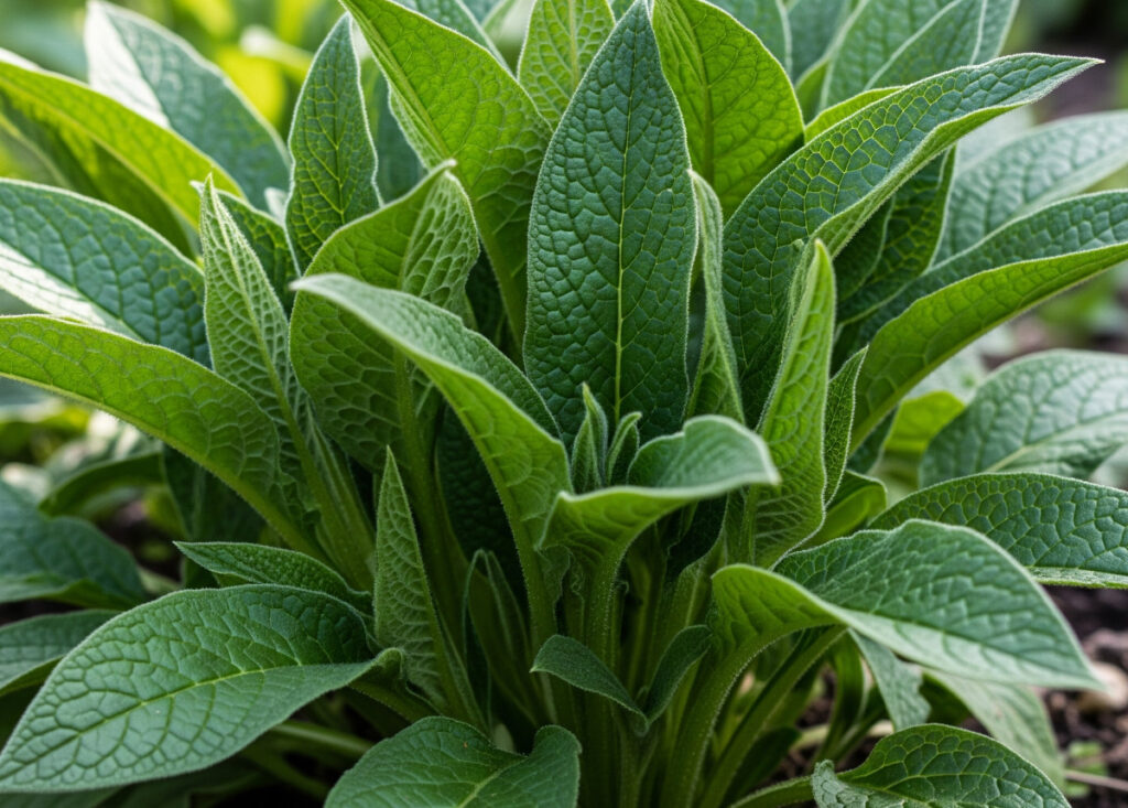 small patch of comfrey plant leaves