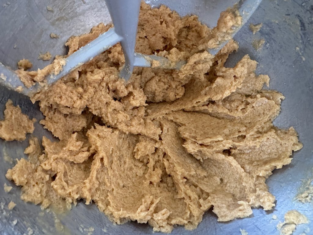 creamed butter and sugar in a stainless steel mixing bowl